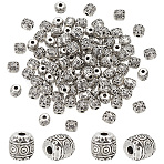 100Pcs Tibetan Style Alloy Beads, Barrel, Antique Silver, 6x6mm, Hole: 1.6mm(FIND-PH0020-02)