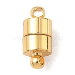Column Brass Magnetic Clasps, with Loops, Nickel Free, Real 18K Gold Plated, 13x6mm, Hole: 1.6mm(KK-B160-40G)