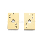 Ion Plating(IP) 201 Stainless Steel Pendant,  Playing Cards Charms, Ace of Spades, Real 18K Gold Plated, 28x18x1.5mm, Hole: 1.5mm(STAS-B027-11G)