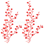 Cotton Embroidery Ornament Accessories, Appliques, Flower, Red, 450~470x1mm(AJEW-WH0504-32B)