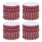 4 Rolls Faux Suede Cord, with Silver Tone Alloy Rivet, For Punk Rock Jewelry Making, Dark Red, 5x2.5mm, about 5.47 Yards(5m)/Roll(LW-HY0001-01A)