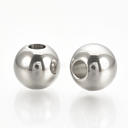 304 Stainless Steel Beads, Round, Stainless Steel Color, 3x2.5mm, Hole: 1mm(X-STAS-S076-76B)