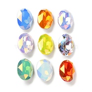 K9 GLass Rhinestone Cabochons, Faceted, Pointed Back & Back Plated, Oval, Mixed Color, 14x10x5mm(EGLA-F161-18A)