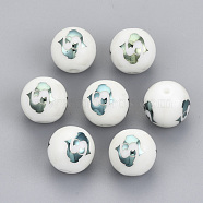 Electroplate Glass Beads, Round with Constellations Pattern, Green Plated, Pisces, 10mm, Hole: 1.2mm(EGLA-S178-11C-05)