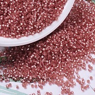 MIYUKI Delica Beads, Cylinder, Japanese Seed Beads, 11/0, (DB0684) Dyed Semi-Frosted Silver Lined Watermelon, 1.3x1.6mm, Hole: 0.8mm, about 2000pcs/10g(X-SEED-J020-DB0684)