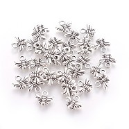 Tibetan Style Alloy Charms, Cadmium Free & Lead Free, Bee, Antique Silver, 10x11x2mm, Hole: 2mm(TIBEP-A123292-AS-LF)