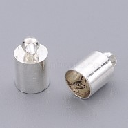 Brass Cord Ends, Silver Color Plated, 10x6mm, Hole: 1.2mm, 5.5mm inner diameter(EC041-S)