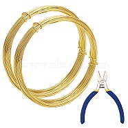 DIY Wire Wrapped Jewelry Kits, with Aluminum Wire and Iron Side-Cutting Pliers, Gold, 18 Gauge, 1mm, 10m/roll, 2rolls/set(DIY-BC0011-81D-04)