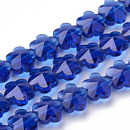Transparent Glass Beads, Faceted, Plum Blossom, Blue, 10x10x7mm, Hole: 1mm(X-GLAA-Q066-10mm-C07)