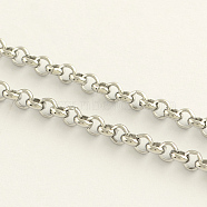 304 Stainless Steel Rolo Chains, Unwelded, Stainless Steel Color, 3.2x1.2mm(X-CHS-R009-09)