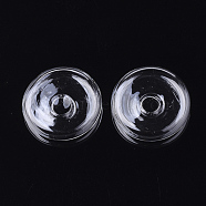 Handmade Blown Glass Bottles, for Glass Vial Pendants Making, Flat Round, Clear, 27x7mm, Half Hole: 6mm(BLOW-T001-22B)