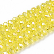 Electroplate Glass Beads Strands, AB Color Plated, Faceted, Rondelle, Champagne Yellow, 8x6mm, Hole: 1mm, about 72pcs/strand, 16.14 inch(41cm)(EGLA-A034-T8mm-B21)