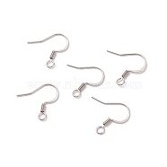 Stainless Steel French Earring Hooks, Flat Earring Hooks, Ear Wire, with Horizontal Loop, Steel 316, Stainless Steel Color, 17x18x1.8mm, 13 Gauge(STAS-Q041-1)