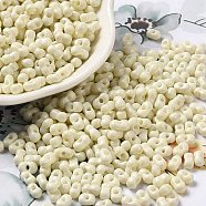 Baking Paint Glass Seed Beads, Peanut, Beige, 5.5~6x3~3.5x3mm, Hole: 1~1.2mm, about 4000pcs/pound(SEED-K009-01A-22)