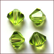 Imitation Austrian Crystal Beads, Grade AAA, Faceted, Bicone, Yellow Green, 6x6mm, Hole: 0.7~0.9mm(SWAR-F022-6x6mm-252)