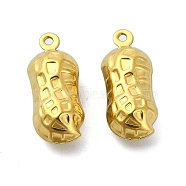 Ion Plating(IP) 304 Stainless Steel Pendants, Peanut Charms, Real 18K Gold Plated, 18.5x7.5x6.5mm, Hole: 1mm(STAS-L024-016G)