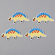 Computerized Embroidery Cloth Iron on/Sew on Patches, Appliques, Costume Accessories, Dinosaur, Champagne Yellow, 35x64.5x1.5mm(DIY-S040-056)