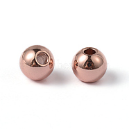Round Ion Plating(IP) 202 Stainless Steel Beads, Rose Gold, 5x4.5mm, Hole: 1.5mm(STAS-O091-A-04RG)