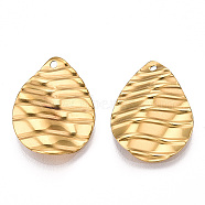 Ion Plating(IP) 304 Stainless Steel Pendants, Teardrop Charm, Real 18K Gold Plated, 21.5x17x2.5mm, Hole: 1.4mm(STAS-T063-205G)