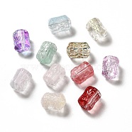 Spray Painted Transparent Glass Beads, Column, Mixed Color, 17x11mm, Hole: 1.6mm(GLAA-J102-07)
