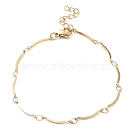 Ion Plating(IP) 304 Stainless Steel Curved Bar Link Chain Bracelets, Golden, 7-1/4 inch(18.5cm)(BJEW-K266-13G)