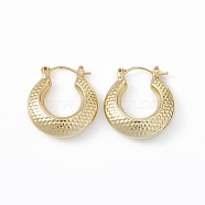Brass Donut with Scale Pattern Hoop Earrings for Women, Lead Free & Cadmium Free, Real 18K Gold Plated, 24.5x22x6.5mm, Pin: 0.9mm(EJEW-I270-06G)