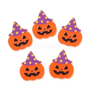 Acrylic Pendants, for Halloween, Pumpkin with Hat, Dark Orange, 39x33x2mm, Hole: 1.5mm(MACR-M020-09)