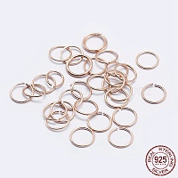 925 Sterling Silver Open Jump Rings, Round Rings, Rose Gold, 18 Gauge, 6x1mm, Inner Diameter: 4mm, about 78pcs/10g