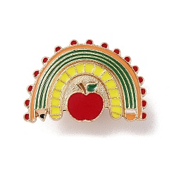 Teacher's Day Theme Rack Plating Light Gold Alloy Brooches, Enamel Pins, Apple, 18.5x27.5x1.5mm(JEWB-Z016-01KCG-19)