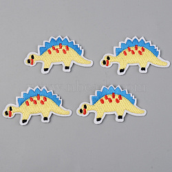 Computerized Embroidery Cloth Iron on/Sew on Patches, Appliques, Costume Accessories, Dinosaur, Champagne Yellow, 35x64.5x1.5mm(DIY-S040-056)