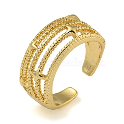 Star Brass Multi-layer Open Cuff Rings for Women, Real 18K Gold Plated, 10mm, Adjustable(RJEW-Z050-07G)