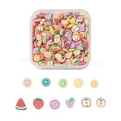24G Handmade Polymer Clay Nail Art Decoration, Fashion Nail Care, No Hole, Fruit, Mixed Color, 3.5~9x3.5~8x0.1~3mm(CLAY-YW0001-17)