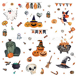 8 Sheets 8 Styles PVC Waterproof Wall Stickers, Self-Adhesive Decals, for Window or Stairway Home Decoration, Rectangle, Halloween Themed Pattern, 200x145mm, about 1 sheets/style(DIY-WH0345-044)