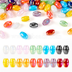 50Pcs 10 Styles Electroplate Glass Beads, Mixed Styles, Faceted, Oval, Mixed Color, 11~11.5x8mm, Hole: 1.2mm, 5pcs/style(EGLA-TA0001-63)