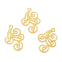 Iron Pendants, Etched Metal Embellishments, Pteris Charm, Golden, 31x21.5x0.5mm, Hole: 2.4mm(FIND-B020-01G)