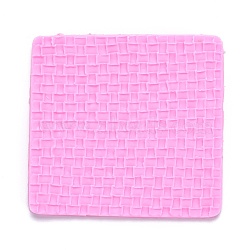 DIY Sweater Stitch Texture Food Grade Silicone Molds, Fondant Impression Mat Mold, for Cupcake Cake Decoration, Rectangle with Tartan Pattern, Hot Pink, 99x94x6mm(DIY-B034-05)