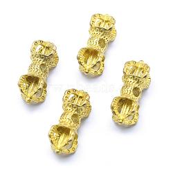 Brass Beads, Dorje Vajra for Buddha Jewelry, Lead Free & Cadmium Free & Nickel Free, Raw(Unplated), 24x11mm, Hole: 3mm(KK-G319-44C-RS)