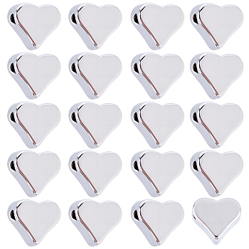 30Pcs Brass Beads, Heart, Real Platinum Plated, 5.5x6x3mm, Hole: 1.5mm