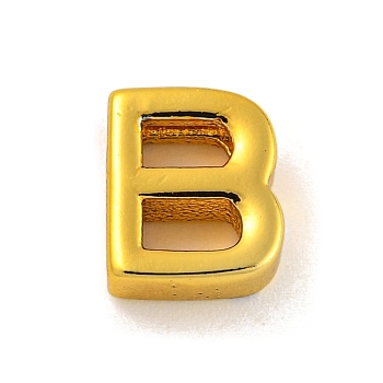 Brass Pendants, Real 18K Gold Plated, Letter B, 8.5x7x3mm, Hole: 1.2mm