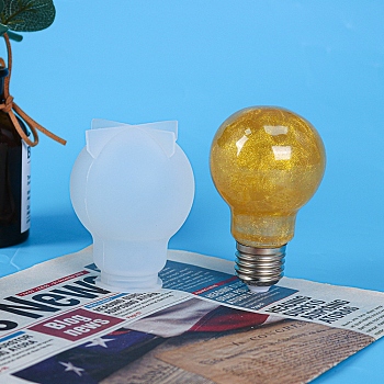 DIY Round Light Bulb Silicone Molds, Resin Casting Molds, For UV Resin, Epoxy Resin Jewelry Making, White, 65x85mm, Inner Diameter: 25mm