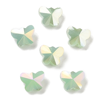 Electroplate Glass Beads, AB Color Plated, Butterfly, Faceted, Light Green, 8x10x6mm, Hole: 1mm, 100pcs/set