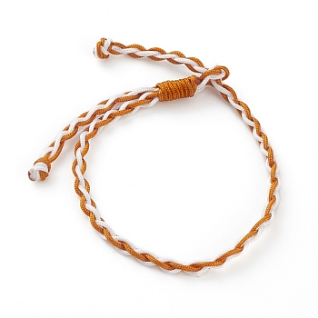 Adjustable Two Tone Nylon Cord Braided Bracelets, Chocolate, Inner Diameter: 3/8~2-5/8 inch(1~6.6cm)