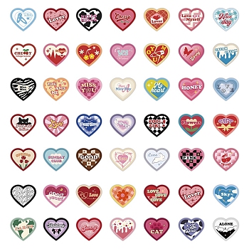 PVC Self-Adhesive Cartoon Love Heart Stickers, Waterproof Heart Decals, for Party Decorative Presents, Kid' Art Craft, Mixed Color, 40~60mm, 50pcs/set