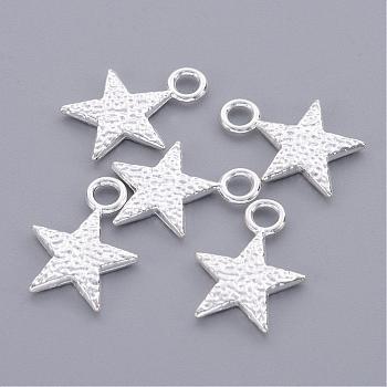 Alloy Pendants, Cadmium Free & Lead Free, Star, Silver Color Plated, about 20.5mm long, 15mm wide, 2.5mm thick, hole: 4mm