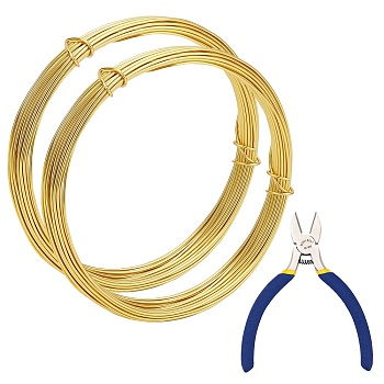 DIY Wire Wrapped Jewelry Kits, with Aluminum Wire and Iron Side-Cutting Pliers, Gold, 18 Gauge, 1mm, 10m/roll, 2rolls/set