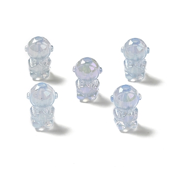 UV Plating Rainbow Iridescent Acrylic Beads, Astronaut, Light Blue, 20x14x13.5mm, Hole: 3.5mm
