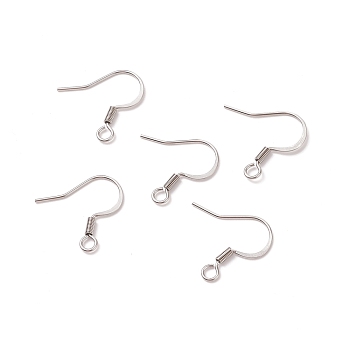 Stainless Steel French Earring Hooks, Flat Earring Hooks, Ear Wire, with Horizontal Loop, Steel 316, Stainless Steel Color, 17x18x1.8mm, 13 Gauge