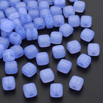 Imitation Jelly Acrylic Beads, Square, Medium Slate Blue, 8x8x5.5mm, Hole: 2.5mm, about 1800pcs/500g