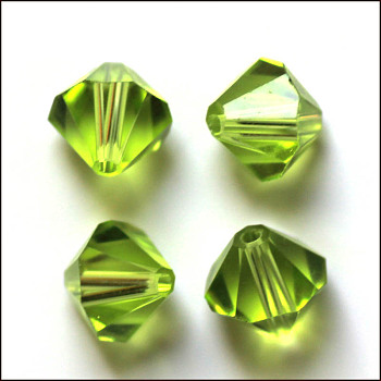 Imitation Austrian Crystal Beads, Grade AAA, Faceted, Bicone, Yellow Green, 6x6mm, Hole: 0.7~0.9mm