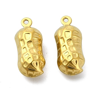 Ion Plating(IP) 304 Stainless Steel Pendants, Peanut Charms, Real 18K Gold Plated, 18.5x7.5x6.5mm, Hole: 1mm
